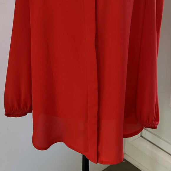 Joseph Ribkoff Vibrant Red Chiffon Cold-Shoulder V-Neck Blouse – US 4 - Picture 4 of 11